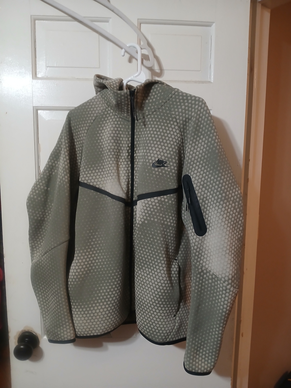 Nike Men's Hooded Zip Jacket in Olive Green Dot Print